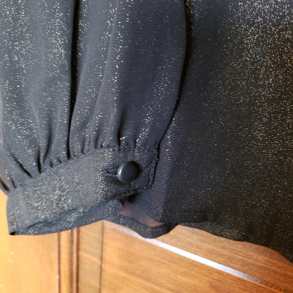Nanette Lepore Shimmer Sheer Black Blouse - Picture 6 of 8
